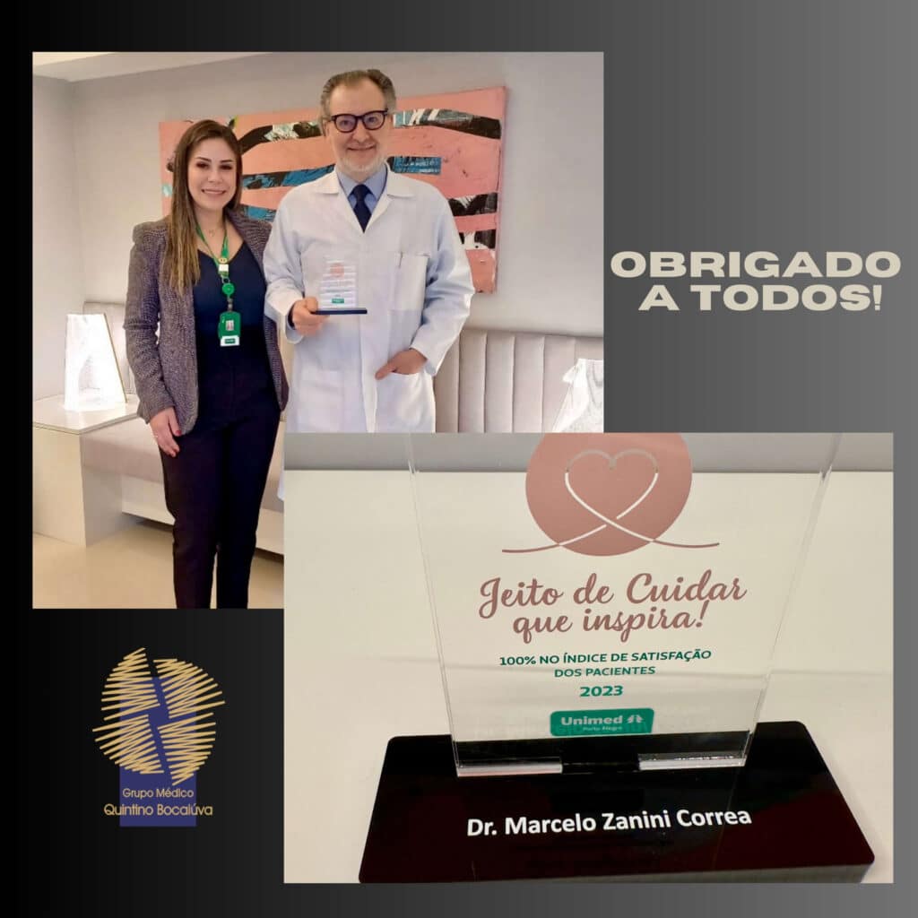 Dr Marcelo Zanini recebe placa de homenagem Unimed Porto Alegre: 100% na pesquisa de satisfação dos pacientes atendidos