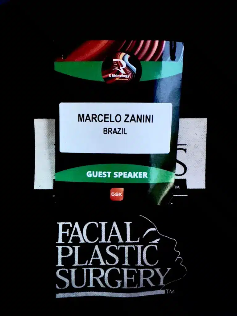 Credenciais do Dr Marcelo Zanini no congresso internacional X RHINOLOGY